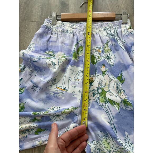 VINTAGE Sea Suns Hawaii Pants Peony Sailor Printed Cropped Capri S - Picture 8 of 12